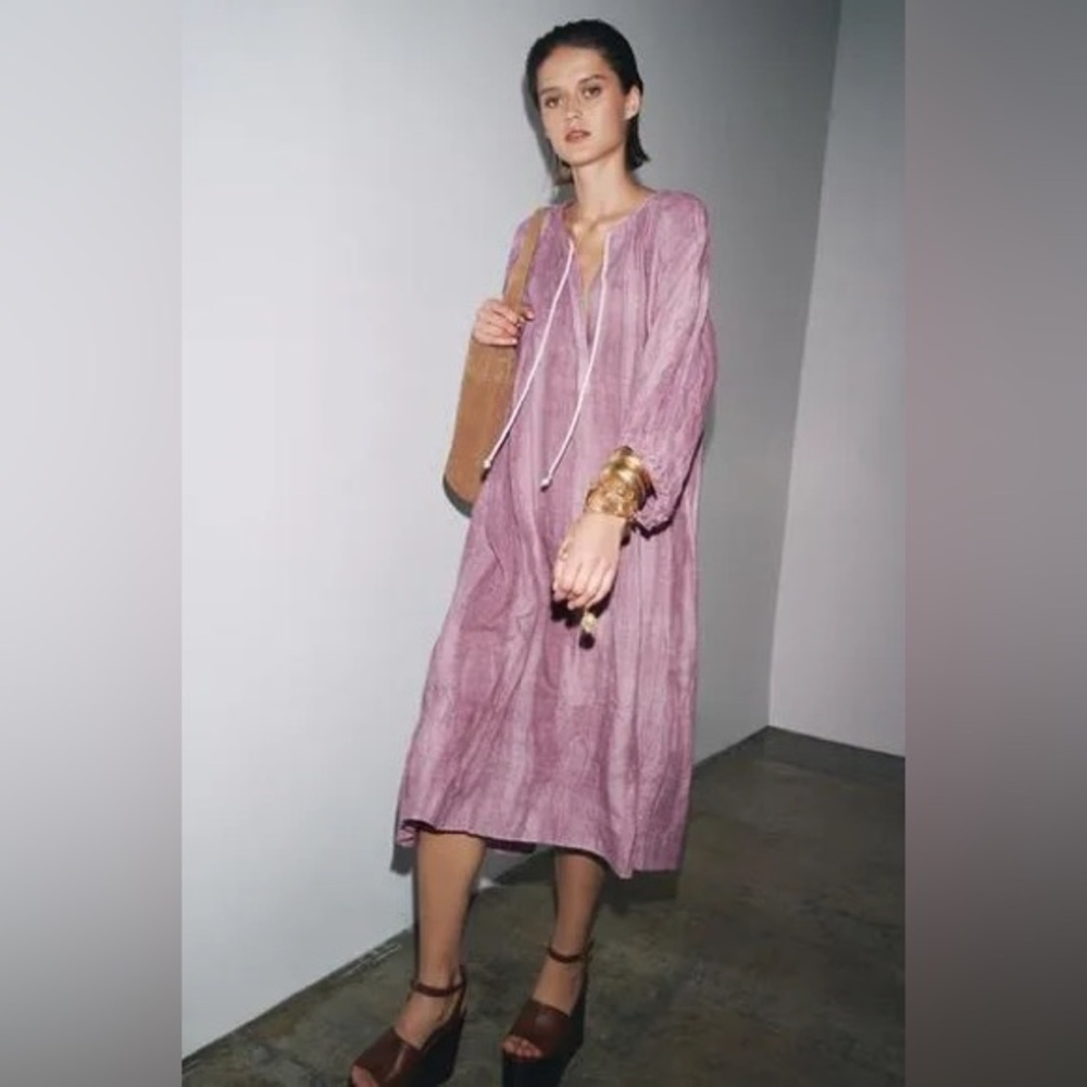 ZARA TIE DYE LINEN TUNIC DRESS ZW COLLECTION